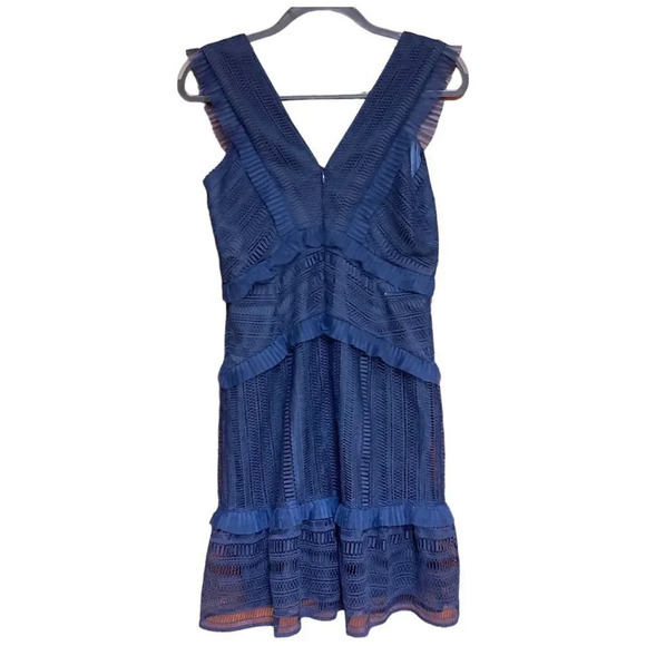 BARDOT Kristen Lace Sheath Dress Navy Size 6 - Picture 2 of 9